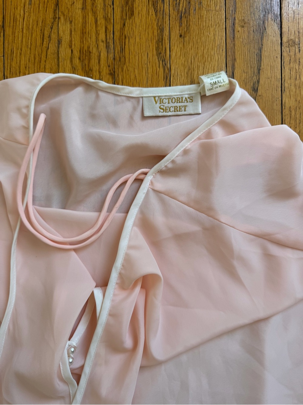 Victoria's Secret Blush Pink Chiffon Chemise with White Trim